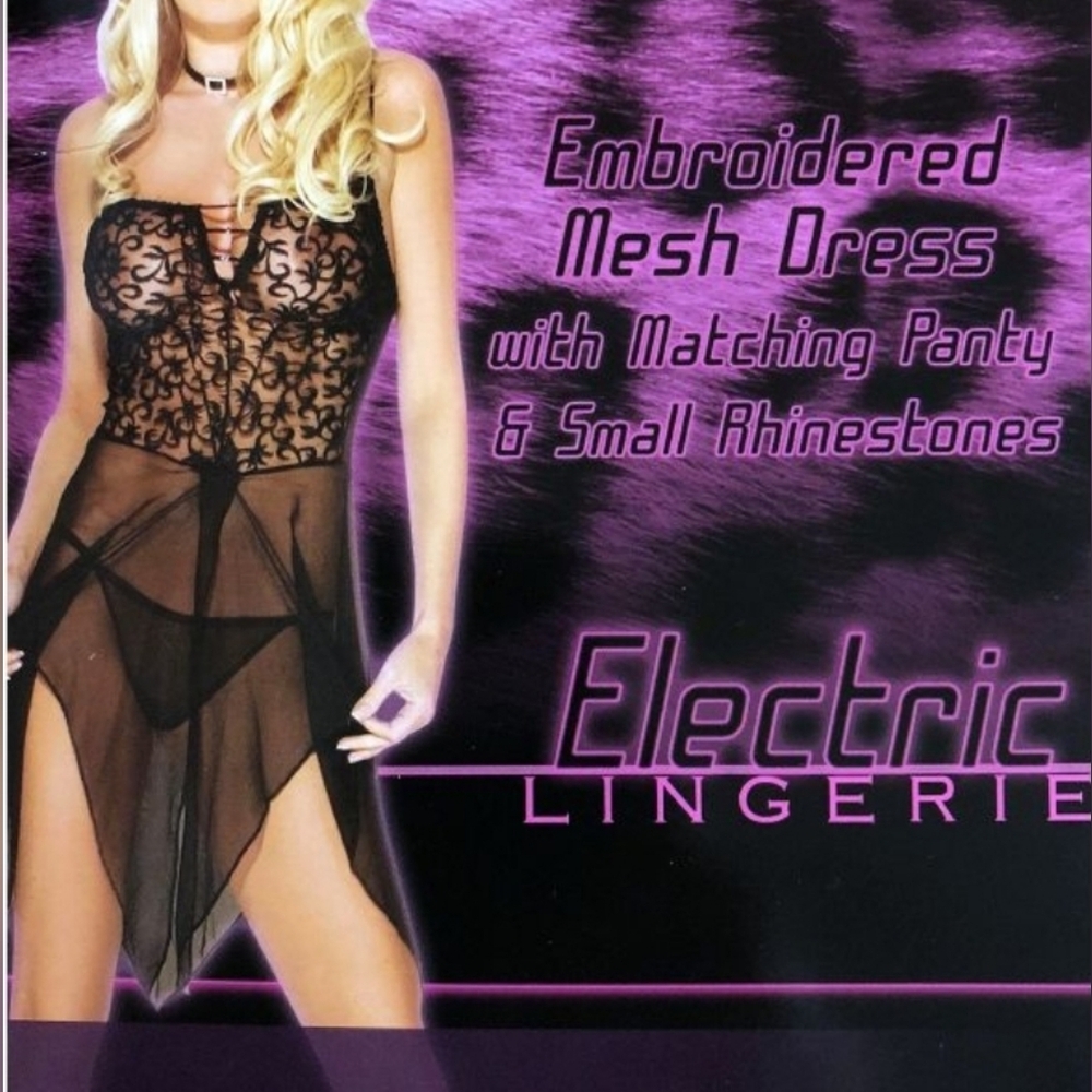 Black Embroidered Lingerie Mesh Dress